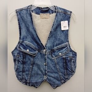 We The Free Blue Denim Vest